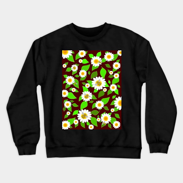 Honey Bees And Flowers - Flower Art Crewneck Sweatshirt by SartorisArt1